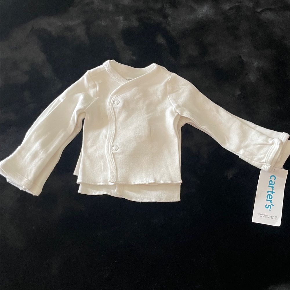 🌈 Carters Side-Snap Shirts White Preemie 4-Pack NEW